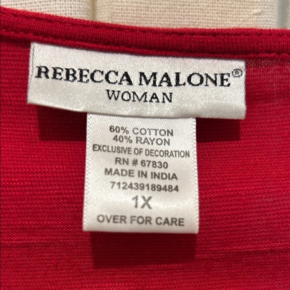 Rebecca Malone Red Floral Embroidered Blouse - Picture 3 of 6